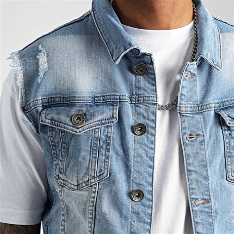 Veste Sans Manches En Denim Selvedge Bleu 